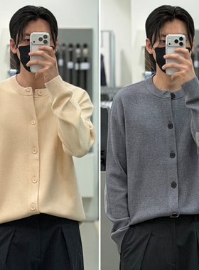 0120秋款Liberclassy圆领米色灰色宽松内搭打底衫开衫针织衫2色