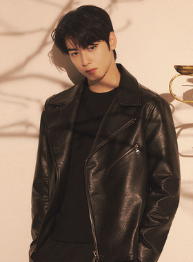 车银优同款0120秋新款liberclassy黑色机车风格仿皮夹克短款外套