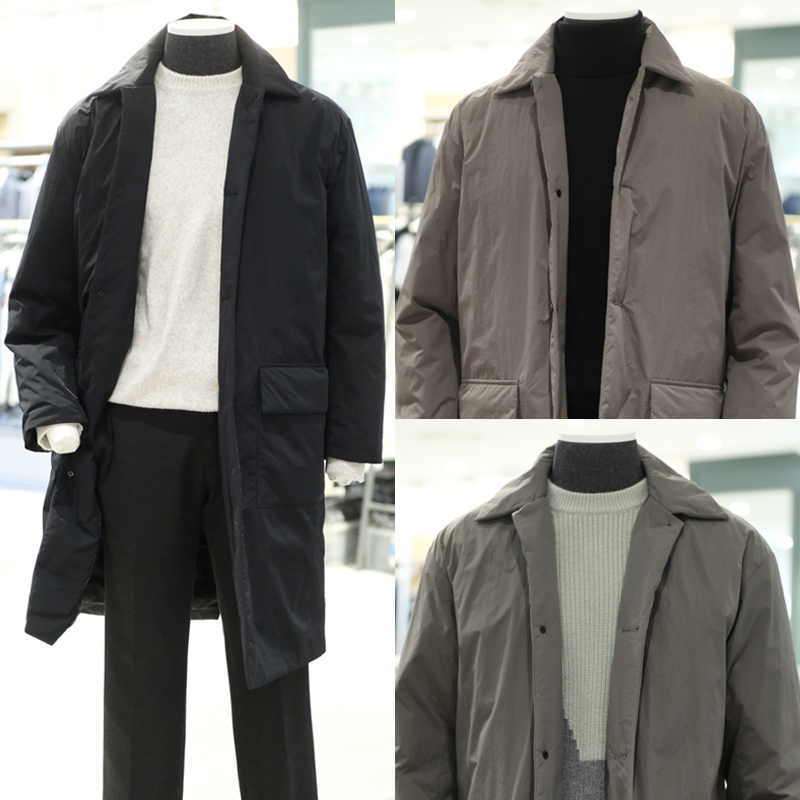 ZIOZIA单排扣黑色中长款羽绒服