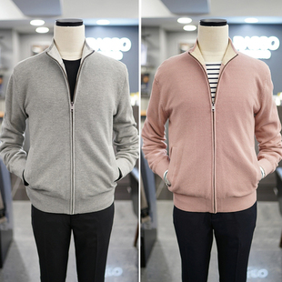 针织衫 短款 3色 BASSO华夫格手感棉质弹性立领拉链开衫 0325春款