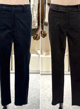 2025冬EDITION深蓝色纯色弹性弹力灯芯绒修身男士休闲裤长裤子3色