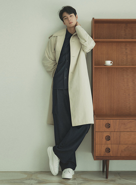 车银优明星同款0322春Liberclassy米色纯色单排扣腰带长款风衣