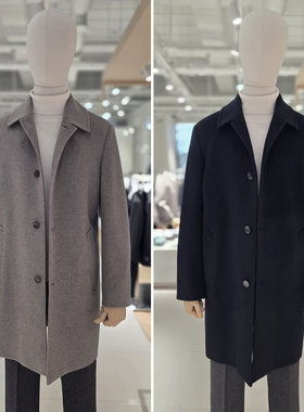 2025年冬季ZIOZIA ANDZ黑色羊绒混纺内衬半夹棉中长款毛呢大衣4色