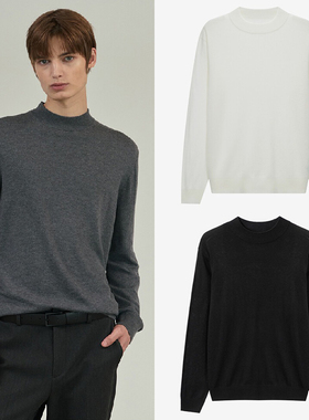 0101冬季Mind Bridge心桥乳白色羊绒混纺半高领打底长袖针织衫