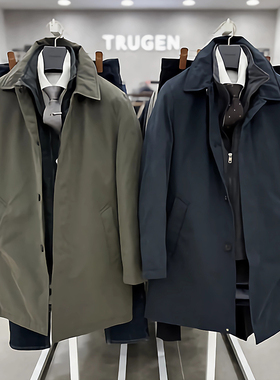 2025冬TRUGEN军绿色舒适轻盈材质两件套两件式鹅绒羽绒服风衣男士