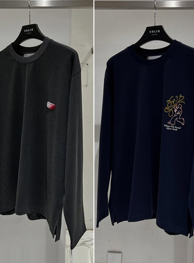 2025年秋季新款SOLID HOMME韩国代购高端男装灰色圆领休闲卫衣男Q