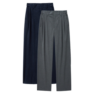 0301秋季新款TNGT韩版男青年灰色藏青色细条纹时尚休闲裤长裤子