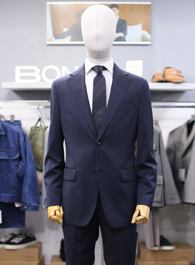 0101秋款BON藏青色纯色弹力男士羊毛混纺职业上班商务西服套装男