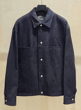 2025年秋季新款TIME HOMME韩国代购高端男装深藏青色羊毛夹克Q