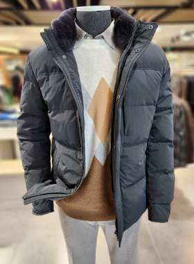 DR1121冬36折特价EDITION深绿色可拆卸兔毛领立领鹅绒羽绒服男2色