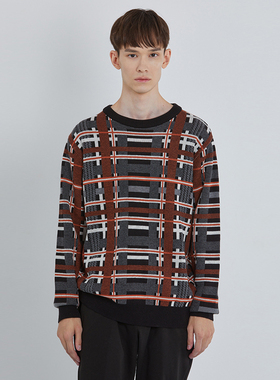 #国内现货180码秋冬SIEG FAHRENHEIT橘色圆领羊毛混纺休闲针织衫