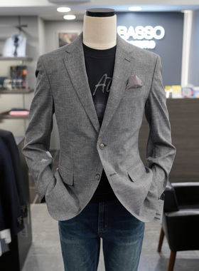 0612夏款BASSO韩版男青年炭灰色商务上班休闲西服西裤可配套装