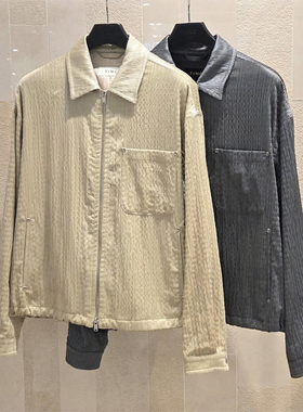 2025年秋季新款TIME HOMME韩国代购高端男装炭灰色休闲夹克外套Q