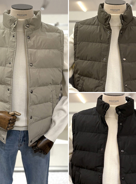2025年冬季新款EDITION米色卡其绿色男士时尚休闲无袖棉马甲3色