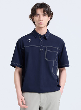 2026年夏装牛仔蓝凉爽透气高尔夫翻领短袖T恤短袖POLO衫男士2色