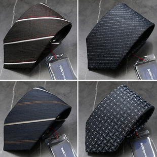 多色 领带多款 0325春款 BASSO灰色交织点纹棕色斜纹真丝商务正装