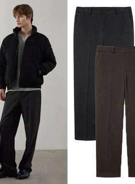 0101冬季新款Mind Bridge心桥棕色深灰色斜纹宽松休闲裤长裤2色