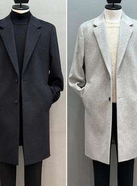 0120冬季Liberclassy韩版米色翻领羊毛混纺宽松休闲毛呢大衣4色