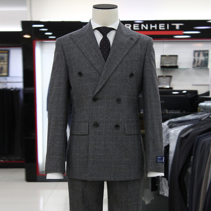 西服套装黑色新款人字纹商务休闲