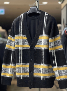 0101冬55折Liberclassy/GARNET马海毛拼色半宽松V字领开衫针织衫