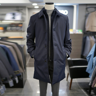 %0130秋BASSO进口西伯利亚鹅绒羽绒内胆翻领双层领可拆卸领子风衣