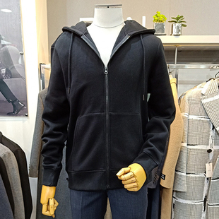#国内现货180码特价SONGZIO韩版男黑色连帽加绒开衫拉链卫衣男生