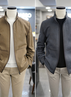 0101春新款BASSO意大利进口天然绵羊皮哑光男士短款真皮夹克外套Q