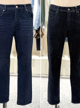 2025年冬装EDITION休闲牛仔蓝深藏青色纯色拉绒直筒水洗牛仔裤2色