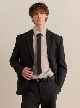 0101秋季新款Mind Bridge炭灰色两粒单排扣弹力休闲西服套装