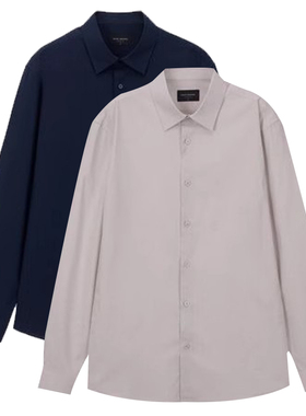 0101春Mind Bridge心桥米色蓝色棉混纺正装长袖衬衫3色加大190码