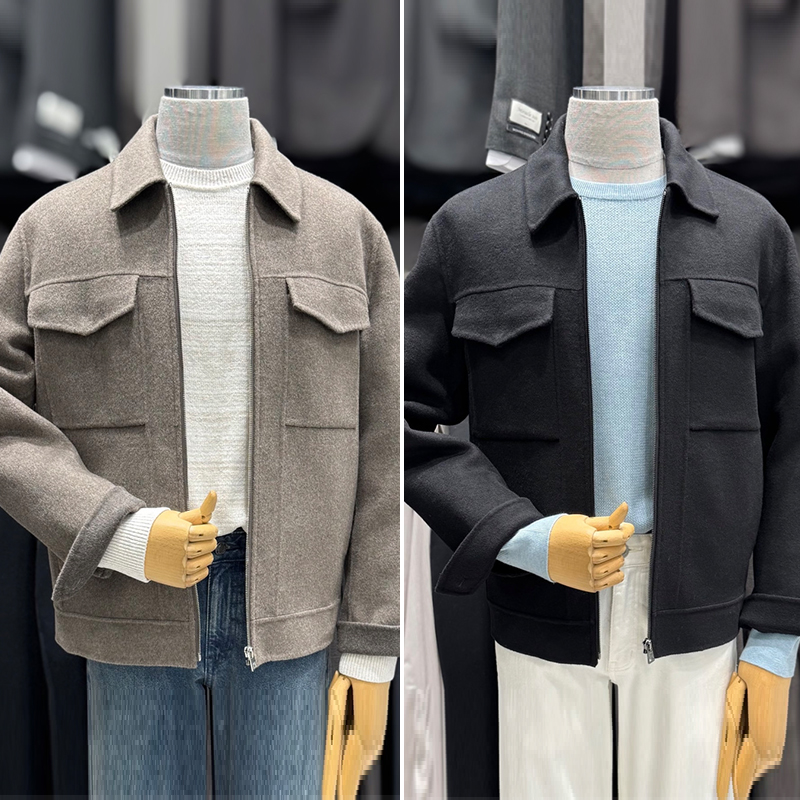 男士时尚休闲羊绒混纺夹克外套