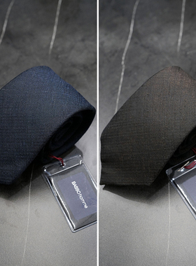 0301四季款BASSO棕色字母花朵刺绣印花真丝商务上班婚礼领带