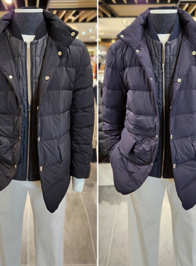 DR1121冬款EDITION黑色深藏青色立领辑格显瘦假两件鹅绒羽绒服2色