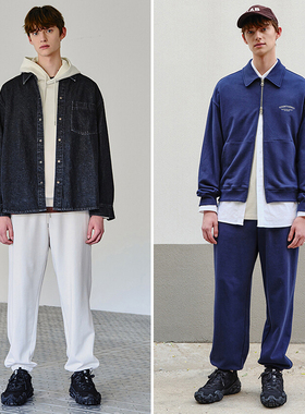 0101春秋款Mind Bridge心桥乳白色纯色松紧腰束脚运动休闲长裤3色