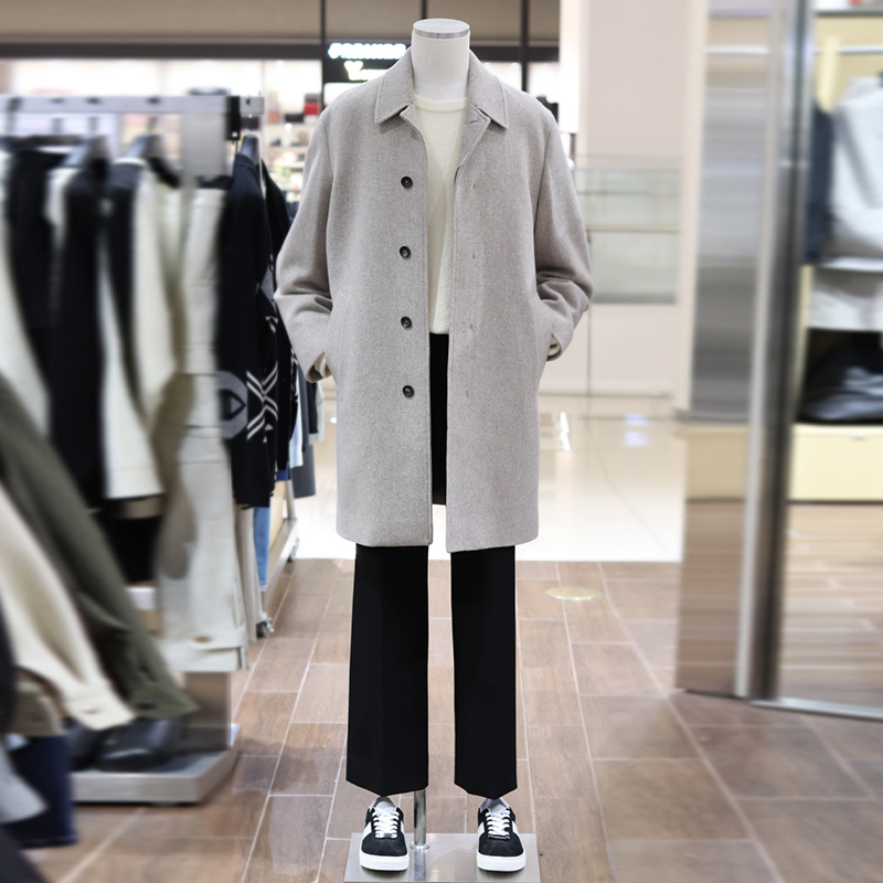 2024秋冬新款黑色羊毛毛呢大衣