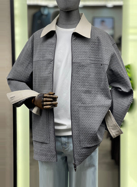 0322春款Liberclassy灰色异色领棉质韩版休闲夹克外套男生