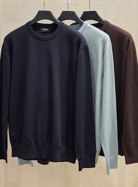 2025年秋季新款TIME HOMME韩国代购高端男装圆领羊毛针织衫毛衣Q