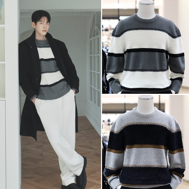 2024秋冬新款黑色圆领羊毛羊绒