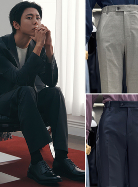 2026夏装新款ZIOZIA深藏青色青年垂感松紧腰弹力休闲裤长裤男2色