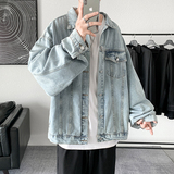 秋季新款宽松休闲工装外套青少年流行纯色牛仔夹克JK821-P75控85，男装夹克，电商A062