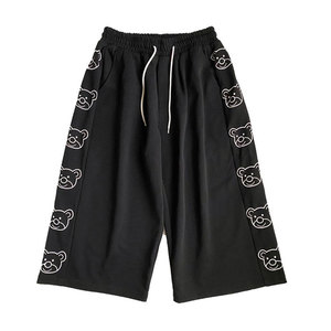 数据 夏季休闲七分裤男潮流宽松运动裤阔腿裤直筒八分裤QF01P40图片