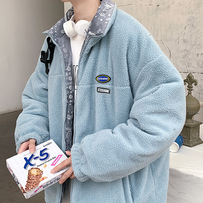 21冬季加厚羊羔毛腰果花棉服男士加绒宽松棉衣外套棉袄MY863-P105,男装棉衣,电商A062