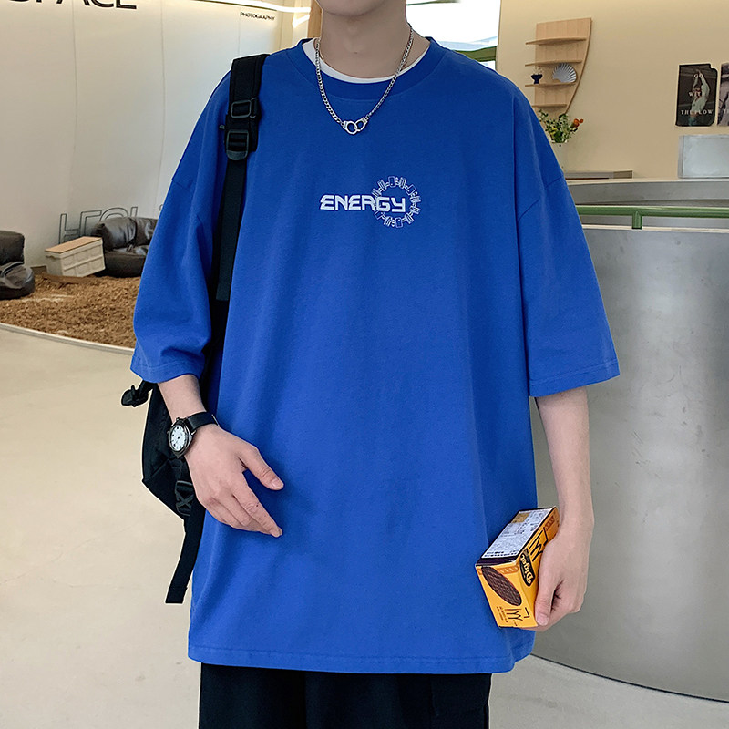 夏季新款宽松印花短袖青少年港风流行圆领休闲T恤T88137-P35,男装T恤,电商A062