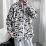 2025新款青少年动物图案印花衬衣免烫长袖衬衫宽松休闲CS8027-P35，男装衬衫，电商A062