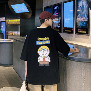 2025新款纯棉卡通印花T恤青少年休闲宽松短袖潮男流行T88203-P45图片