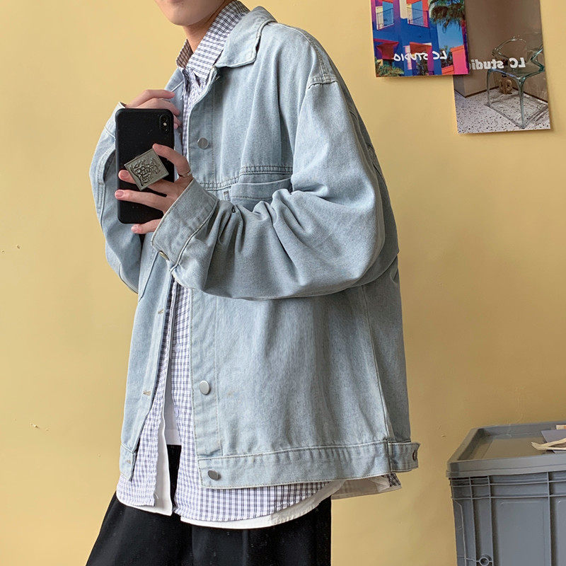 2025秋季新款牛仔夹克男士宽松工装外套青春流行纯色上衣JK08-P70,男装夹克,电商A062