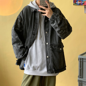2021青少年秋季新款牛仔夹克男士宽松工装外套长袖上衣JK04-P70图片