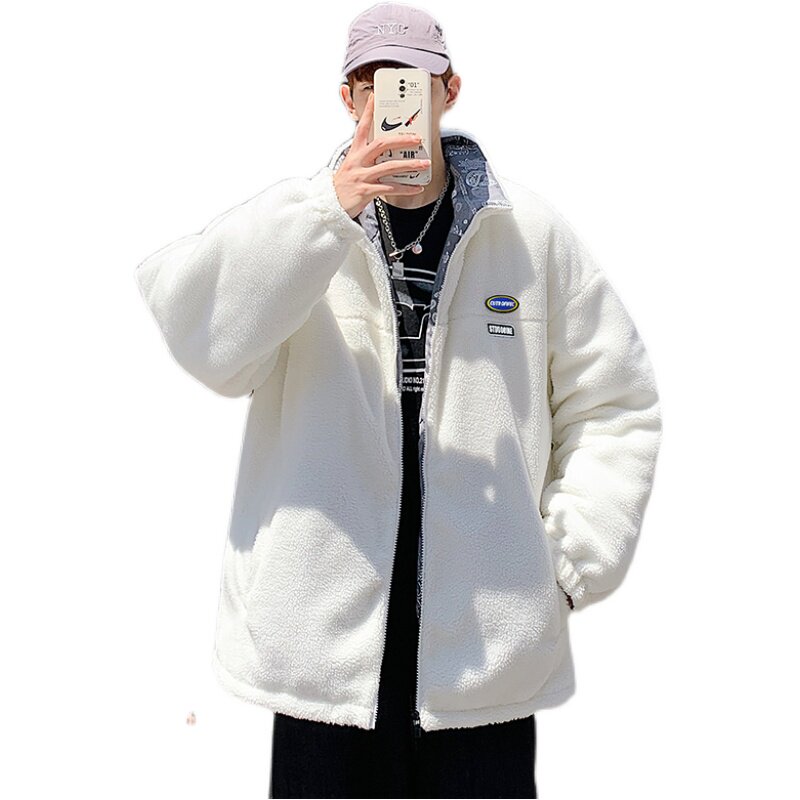 21冬季加厚羊羔毛腰果花棉服男士加绒宽松棉衣外套棉袄MY863-P105,男装棉衣,电商A062