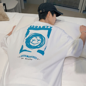 2025夏季趣味男士短袖笑脸印花圆领T恤宽松休闲短袖T8845-P35图片