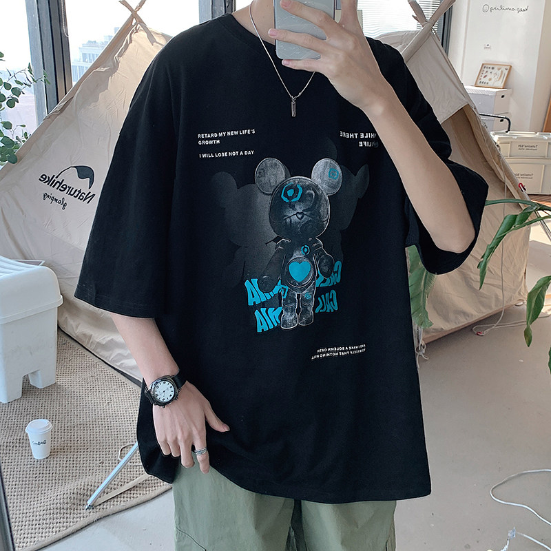 2022趣味卡通纯棉印花短袖青少年潮男流行宽松T恤夏季T88119-P35,男装T恤,电商A062